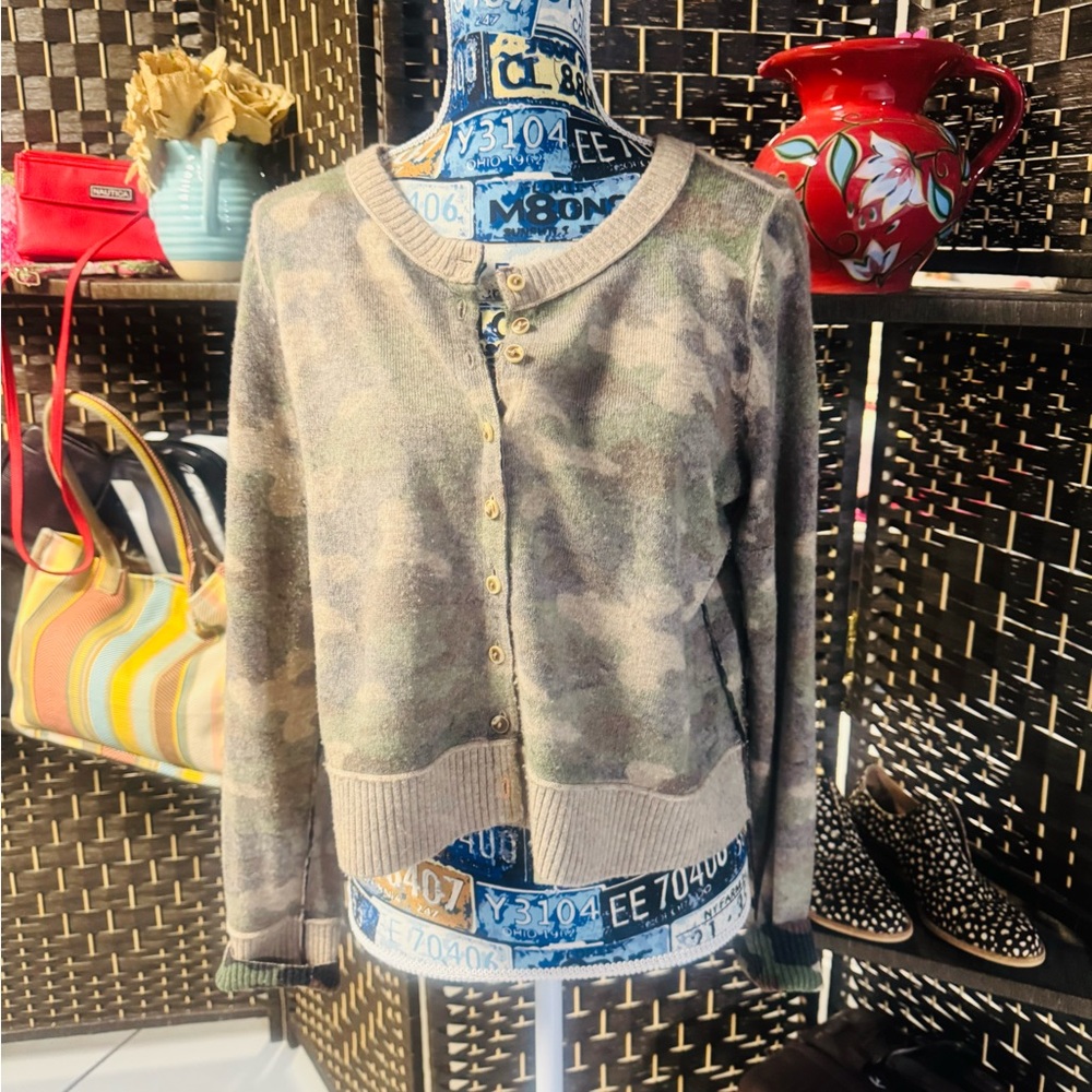 Free People Camouflage Cardigan Sweater